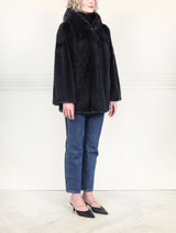 Grey Cross hooded mink jacket
with zipper