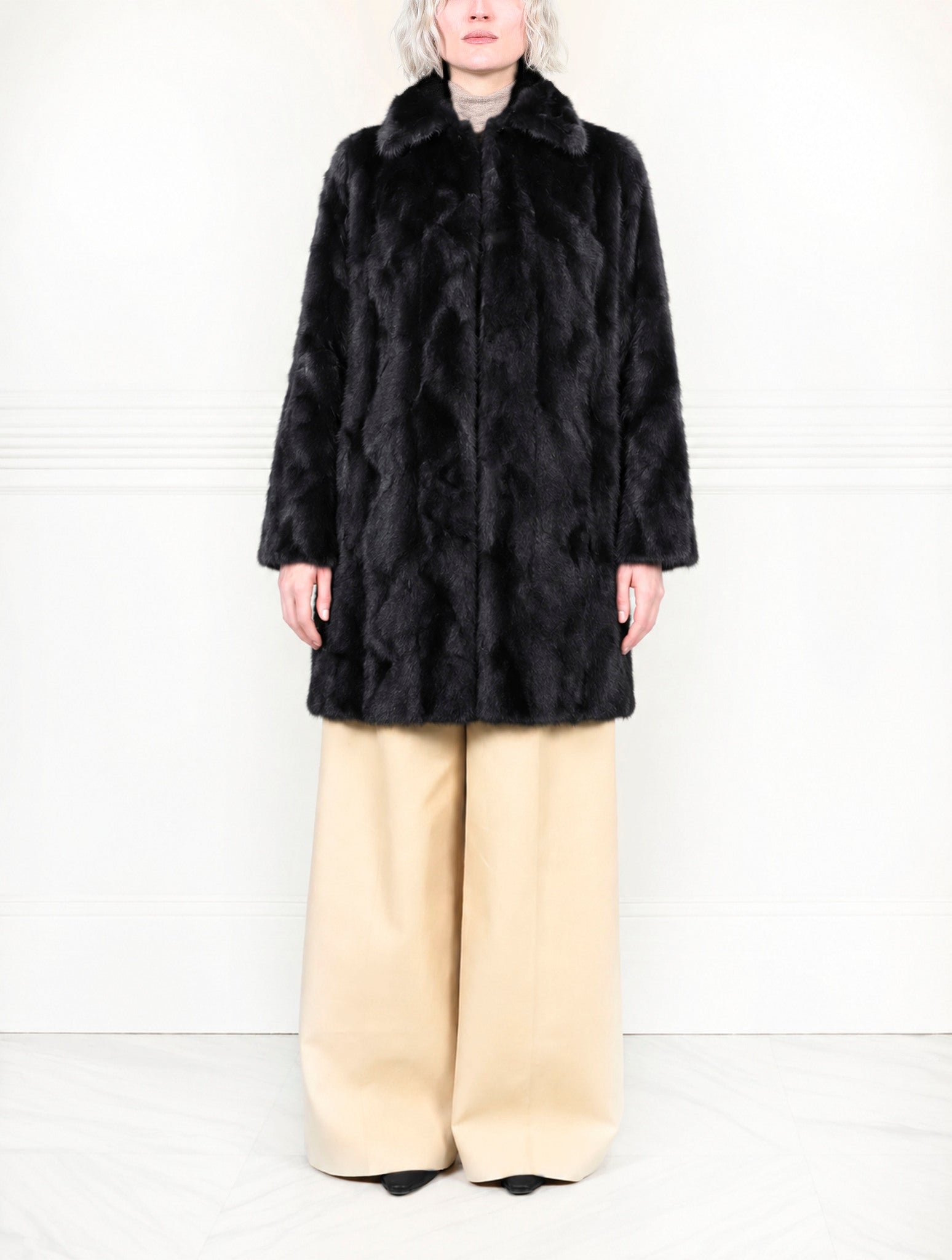 The Fen Upcycled Reversible Mink Coat in Black