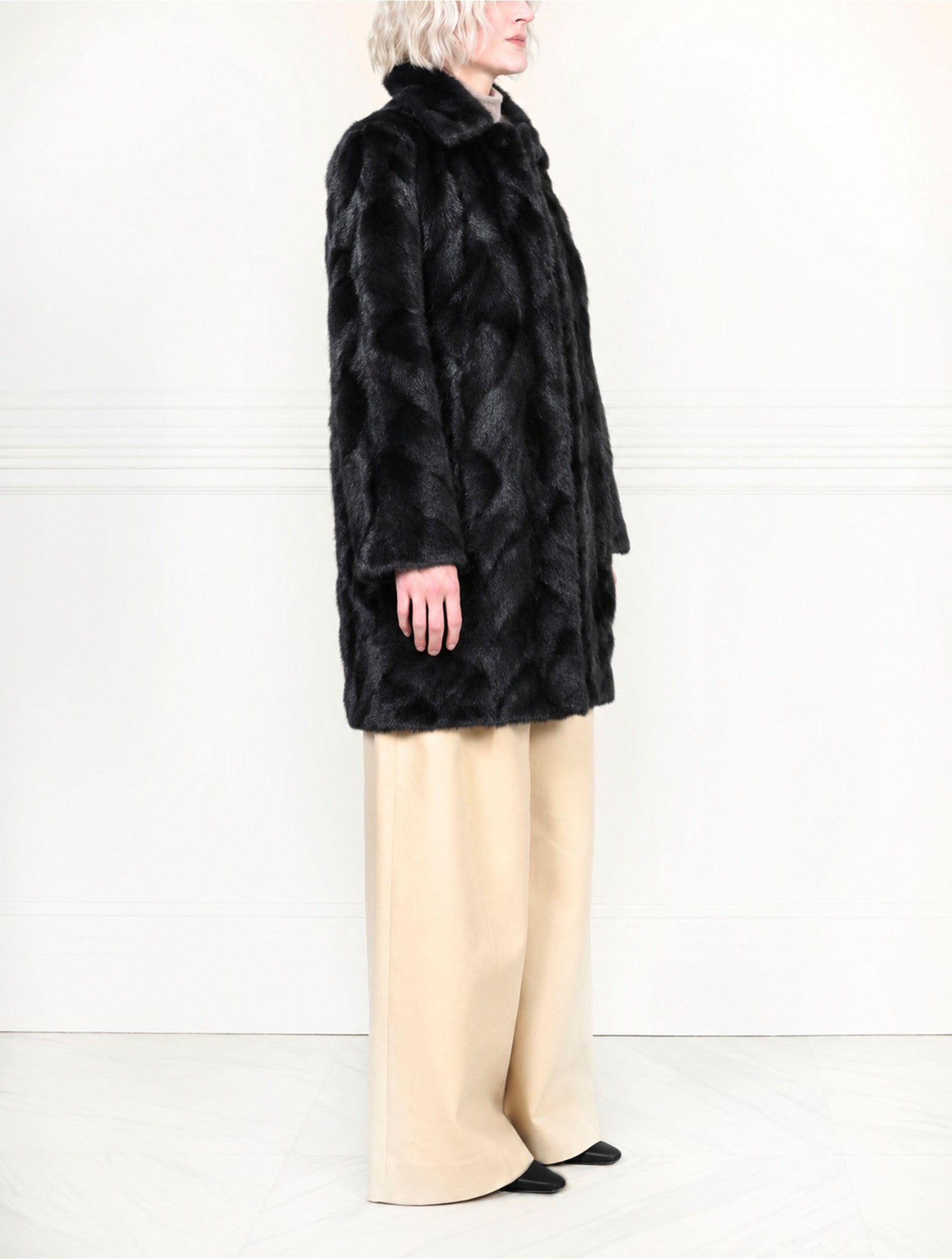 The Fen Upcycled Reversible Mink Coat in Black