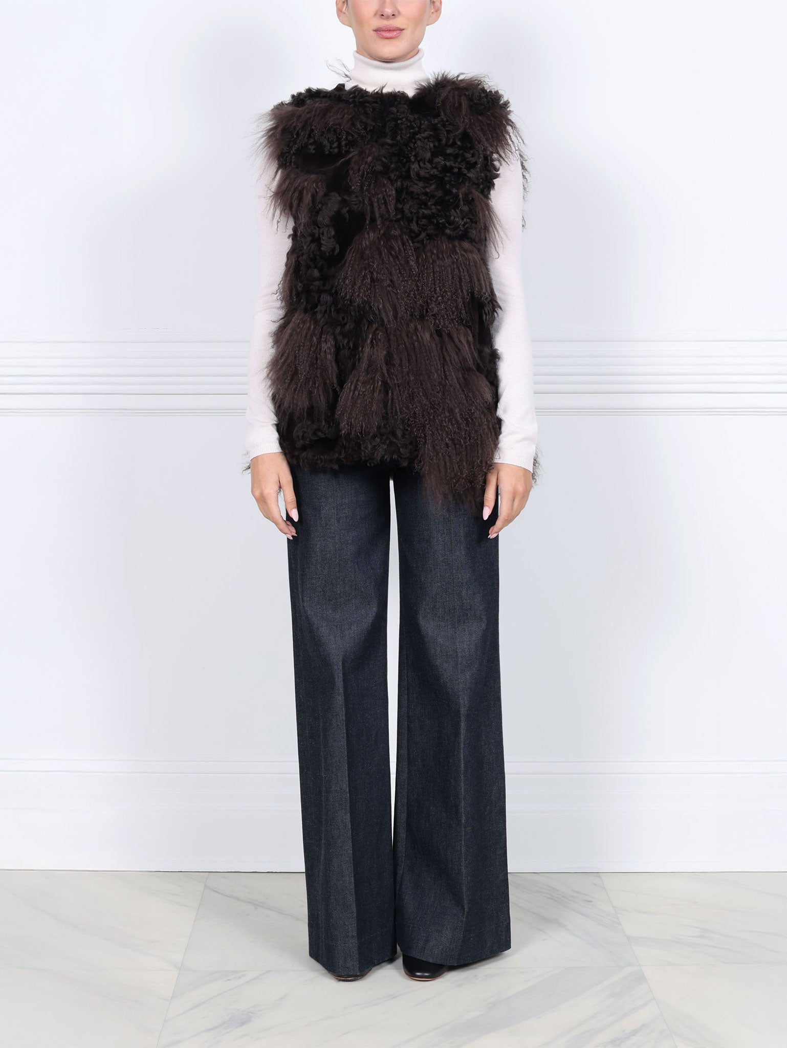 Multi Media Shearling Vest