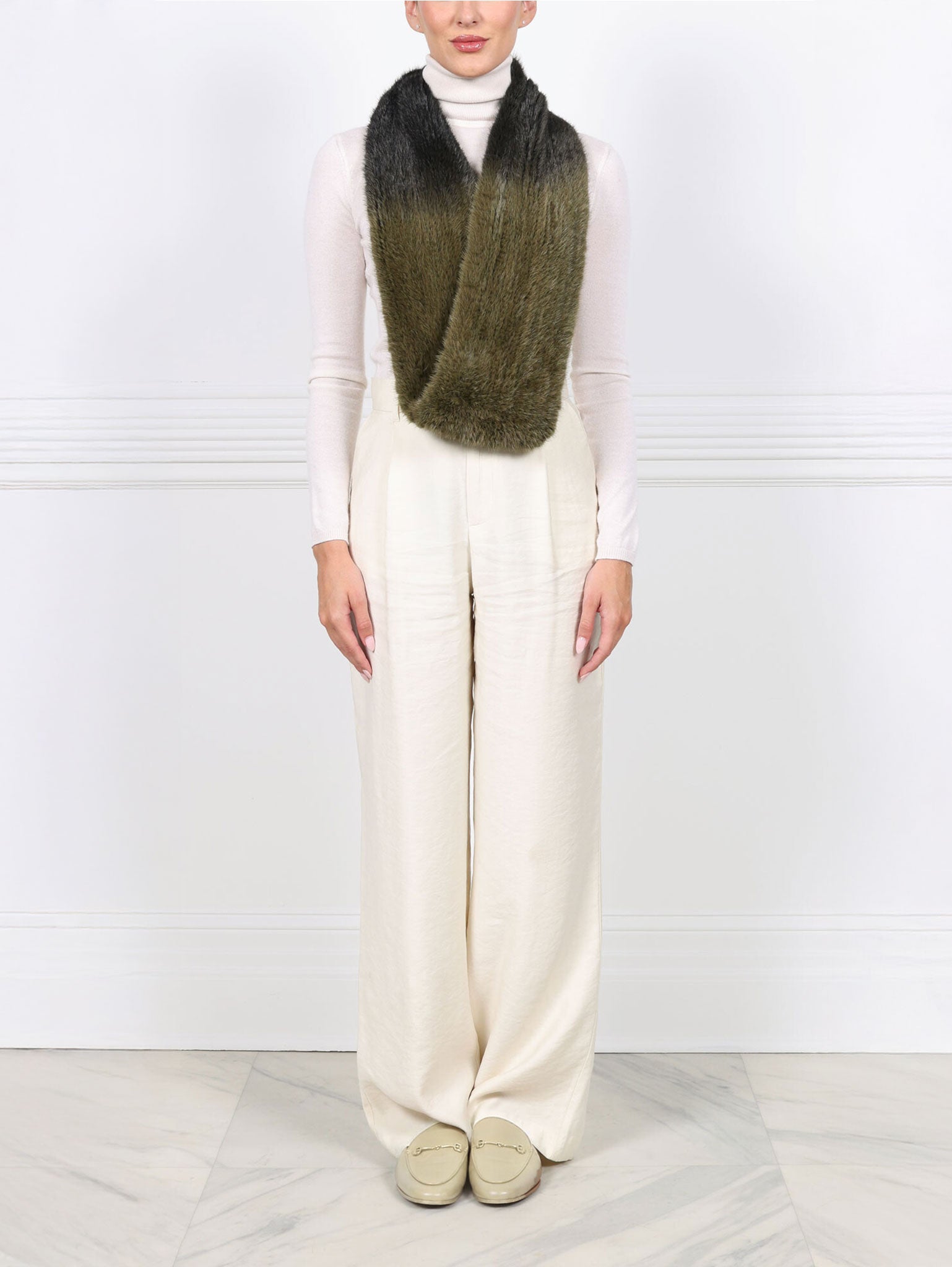 Ombre Dyed Knitted Mink Infinity Scarf in Multiple Colorways
