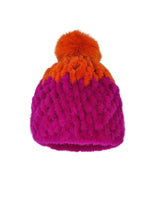 Multi Color Knitted Mink Hat with Pom
