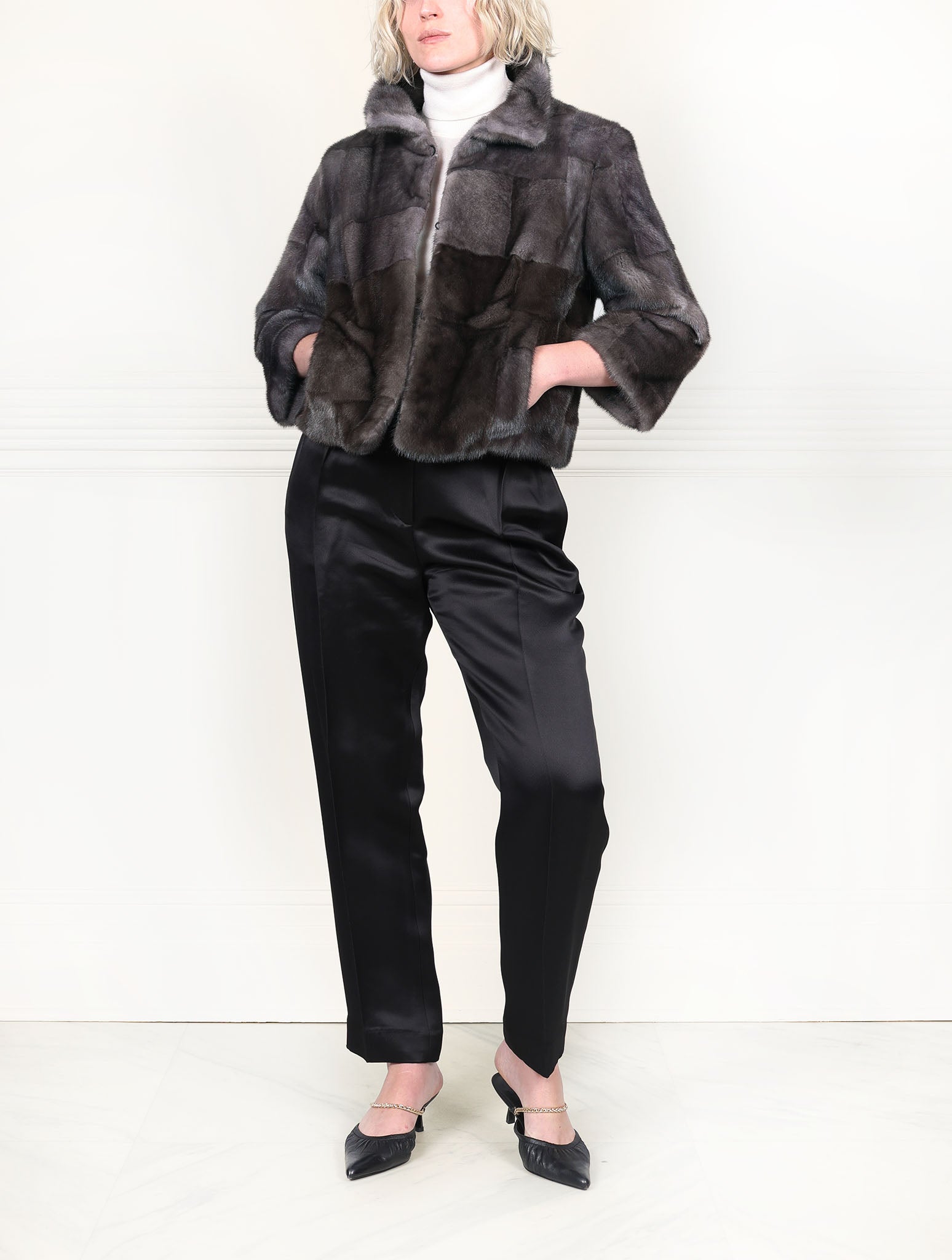 Two Toned Grey Upcycled Mink Jacket