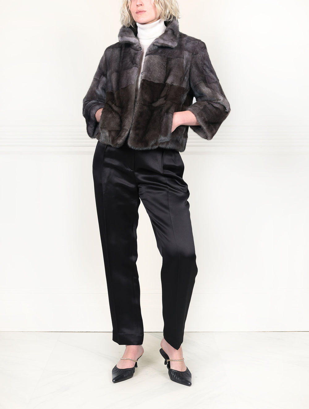 Two Toned Grey Upcycled Mink Jacket