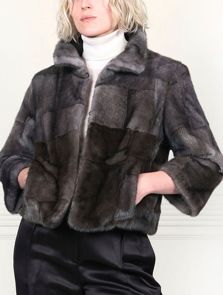 Two Toned Grey Upcycled Mink Jacket