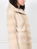 Hooded Mink Fur Coat Reversible to Wool Cashmere Blend