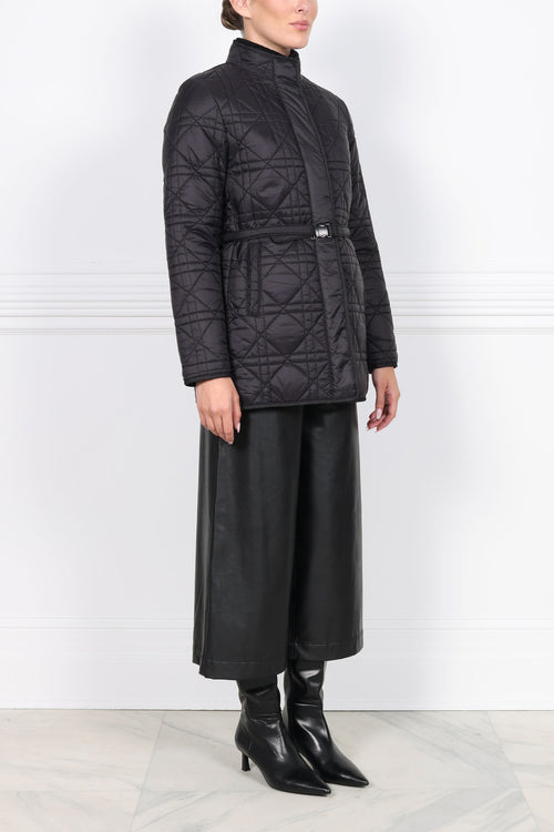 Quilted Sheared Fur Reversible Jacket with Belt