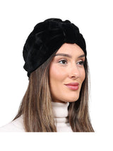 Sheared Fur Headpiece in Black and Ivory