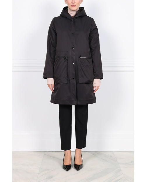 Hooded Mink Lined Rain Coat