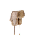 Golden Sable and Metallic Leather Trapper Hat