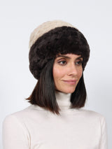Tri-Color Knitted Shearling Hat