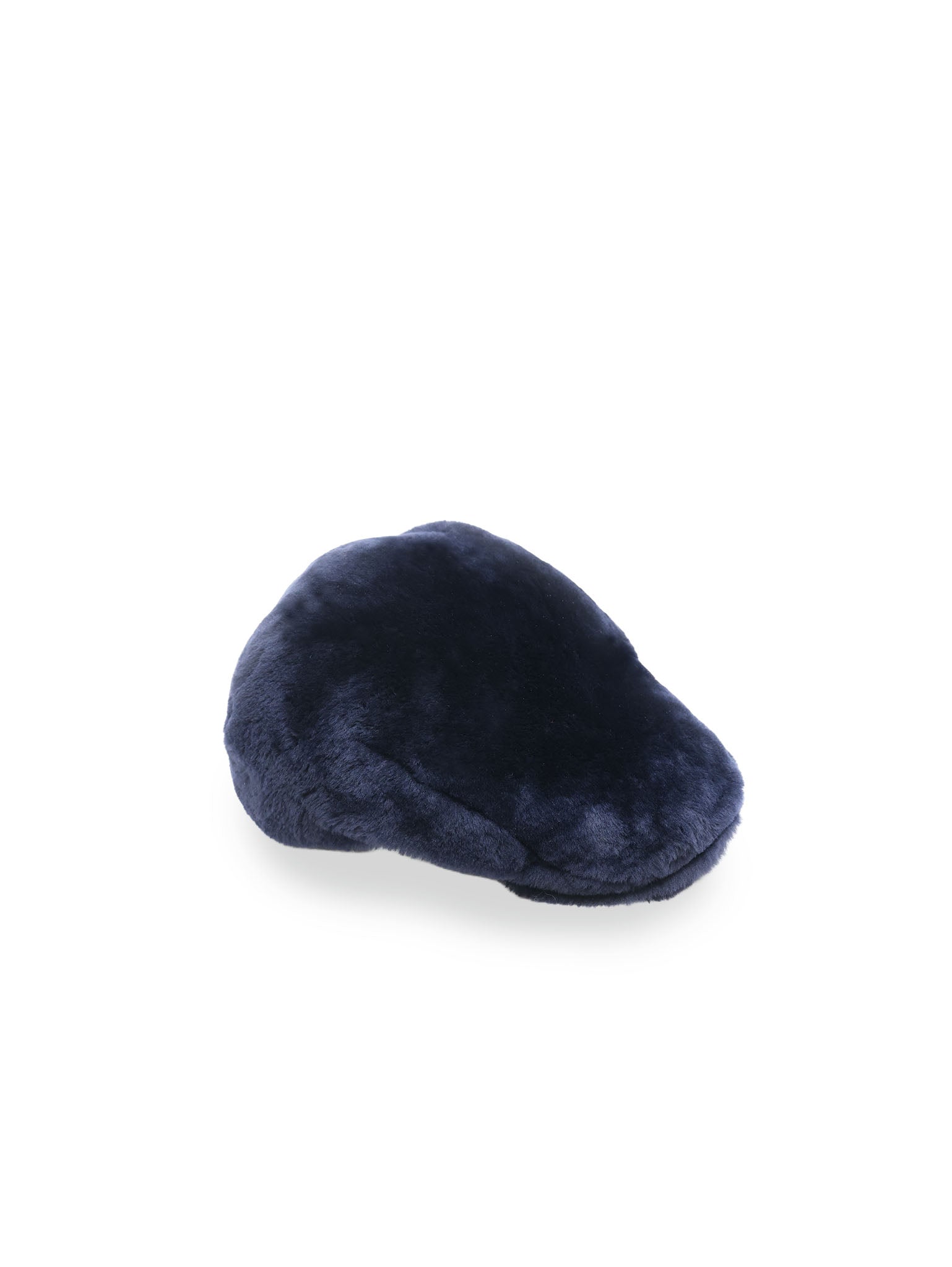 Smooth Shearling Driver Hat in Navy