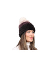 Multi Color Knitted Mink Hat with Pom