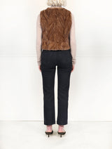 Chevron Upcycled Mink Vest in Brown and Tan