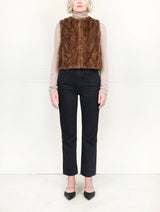 Chevron Upcycled Mink Vest in Brown and Tan