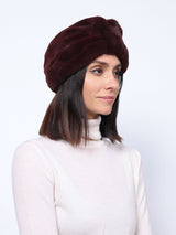 Sheared Burgundy Mink Fur Headpiece