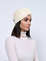 Sheared Fur Headpiece in Black and Ivory