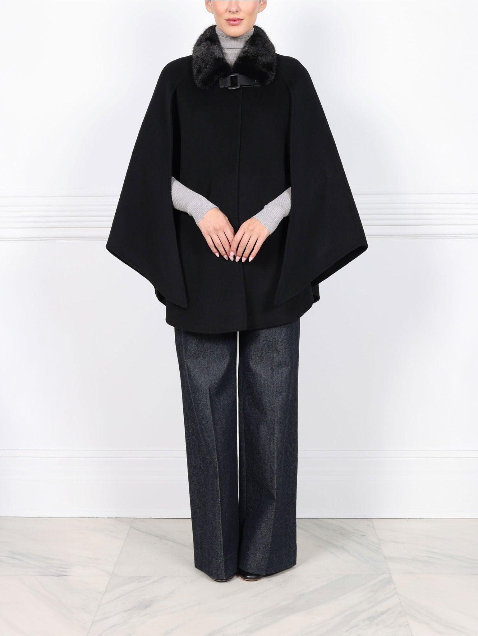 The Evelyn Cape with Mink Collar