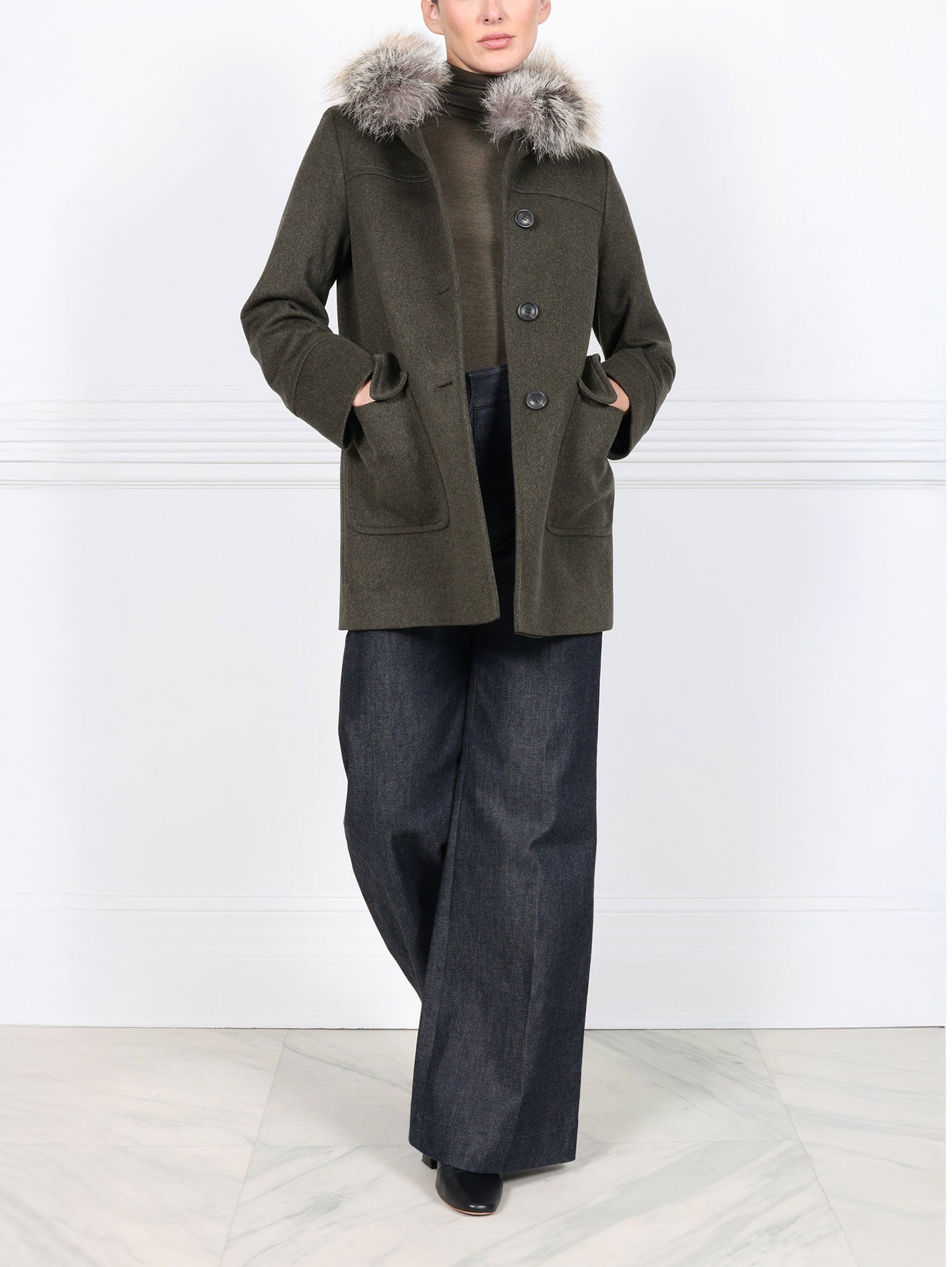 The Easton Loden Wool Coat with Fur Trim