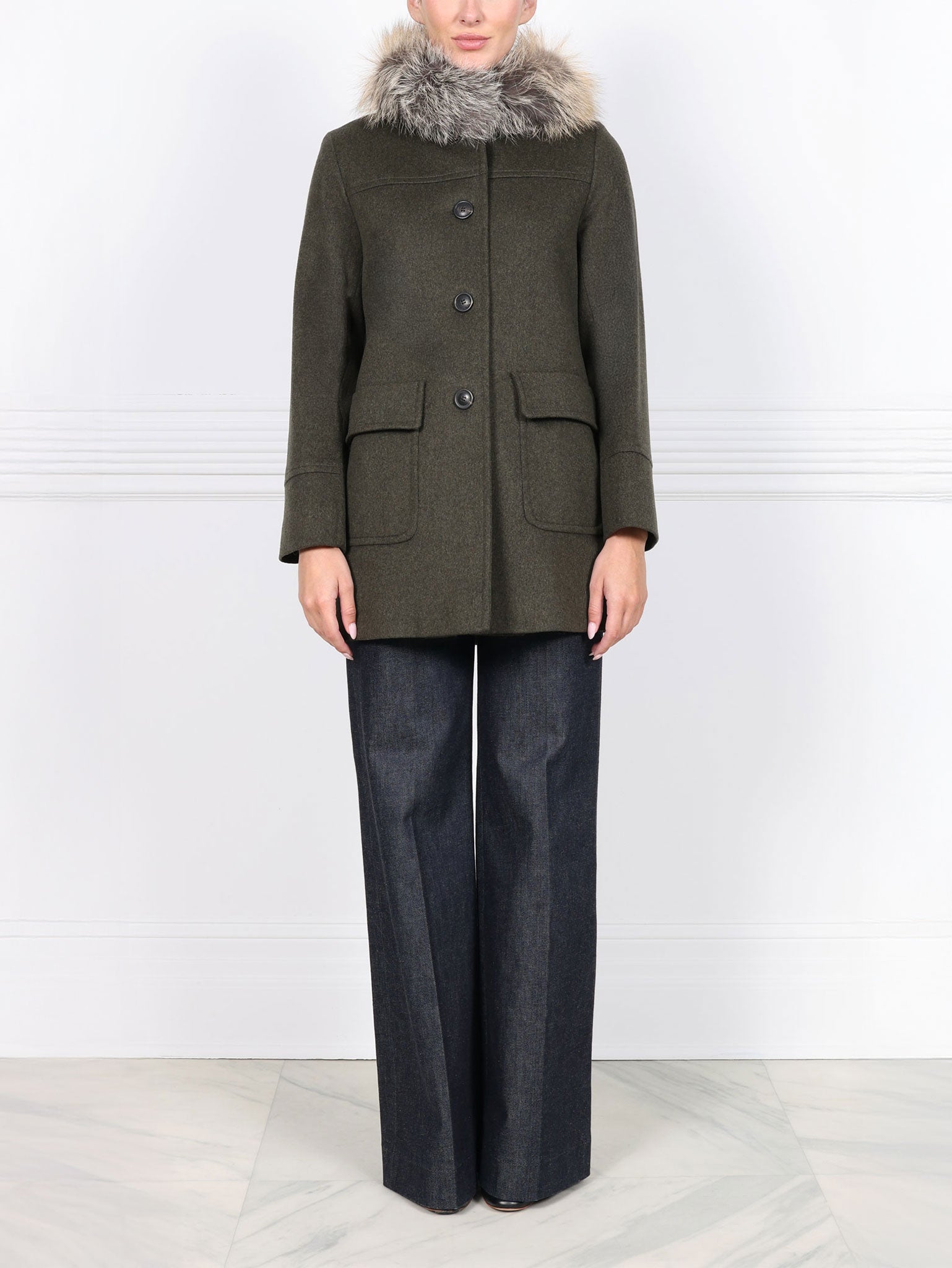 The Easton Loden Wool Coat with Fur Trim