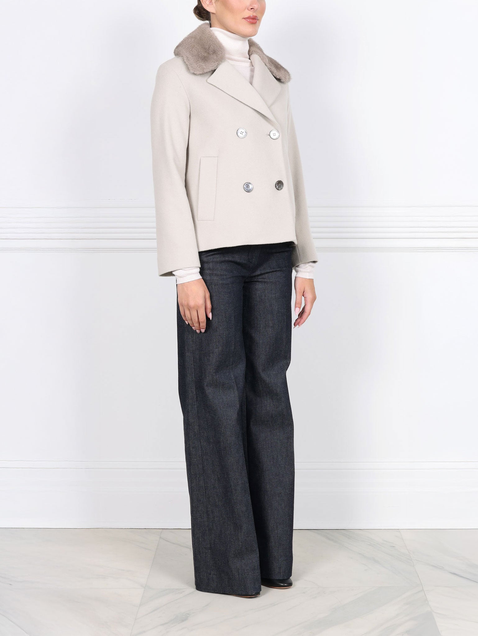 The Helena Wool and Mink Fur Peacoat