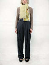 Yellow Mink Scarf with Printed Lining