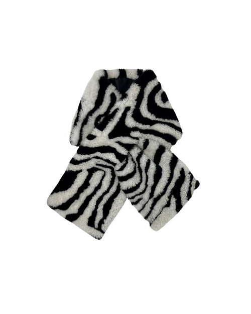 Upcycled Zebra Shearling Pull Through Scarf