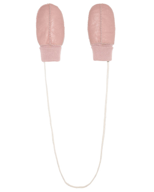 Children's Shearling Mittens with String pink | Pologeorgis