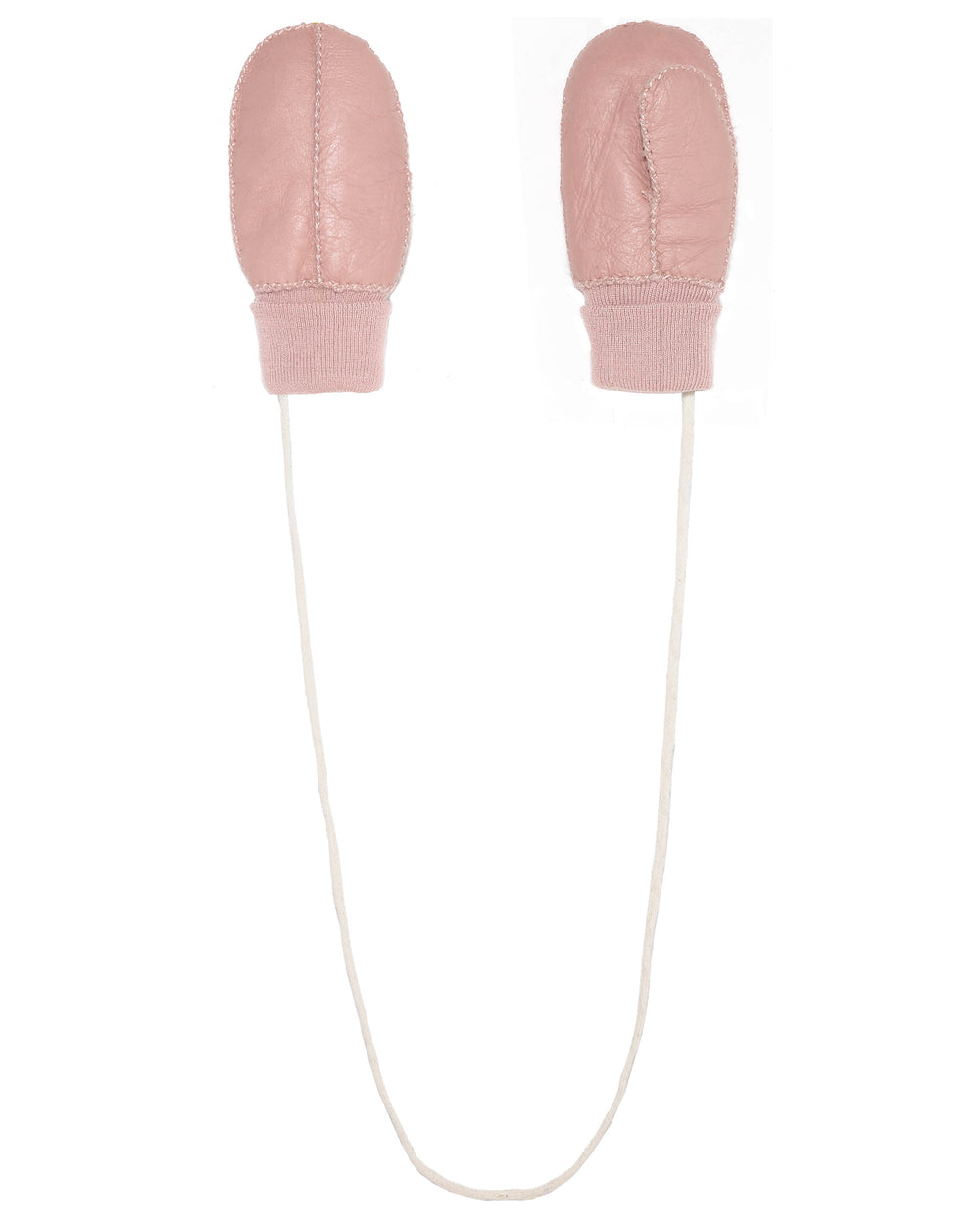 Children's Shearling Mittens with String