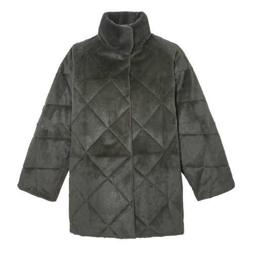 The Rush Quilted Olived Fur Coat