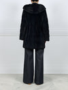 The Mallory Oversized Mink Fur Coat in Navy