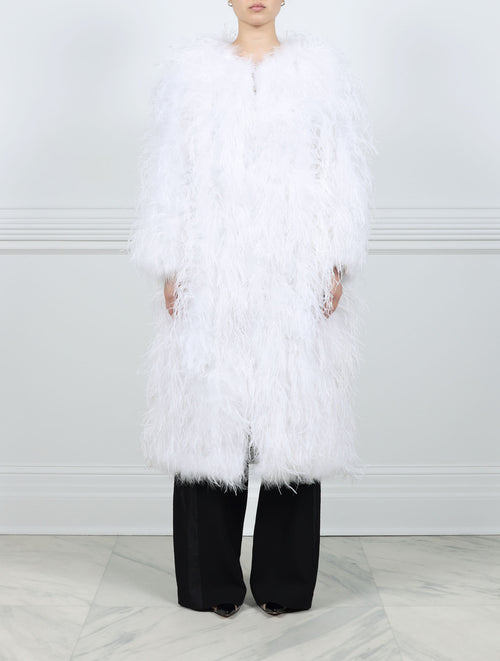 The Kallista Feather Coat available in Black and White