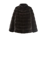 BLACK HORIZONTAL MINK JACKET