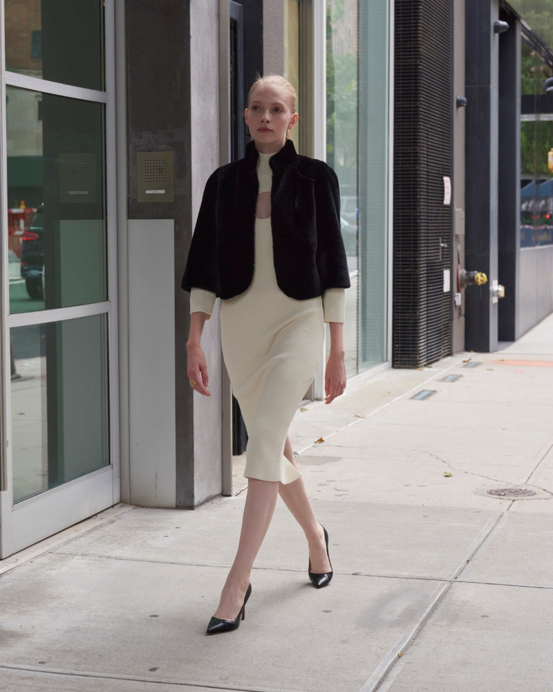 The Romy Cropped Lined Shearling Jacket