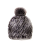 The Knit Mink Fur Hat with Fox Pom in Multiple Colors