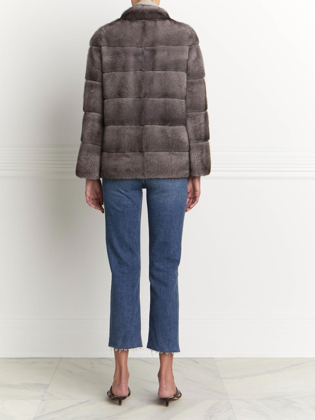 Mink Fur Jacket in Blue Iris