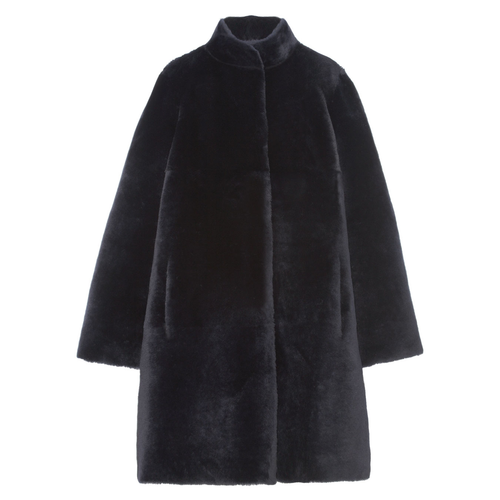 Shearling Fur Coat in Blue