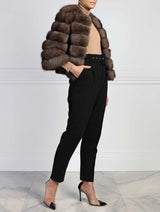 Short Sable Fur Jacket in Brown