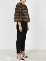 Short Sable Fur Jacket in Brown