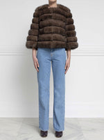 Short Sable Fur Jacket in Brown