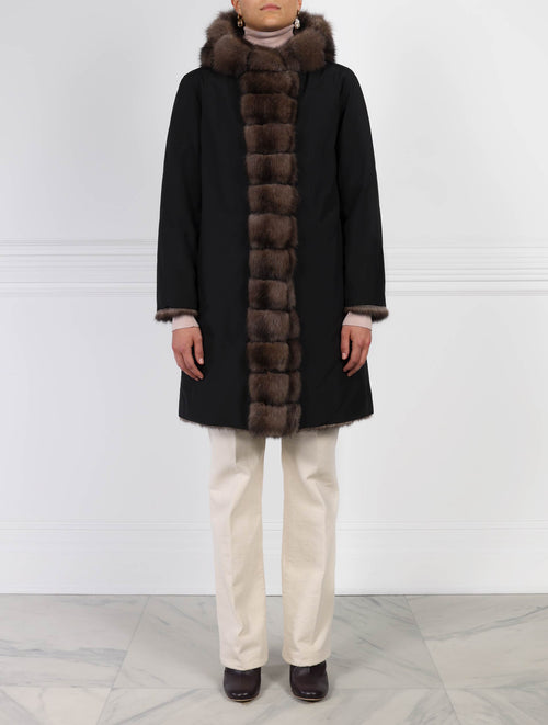 Sable Fur Raincoat in Brown