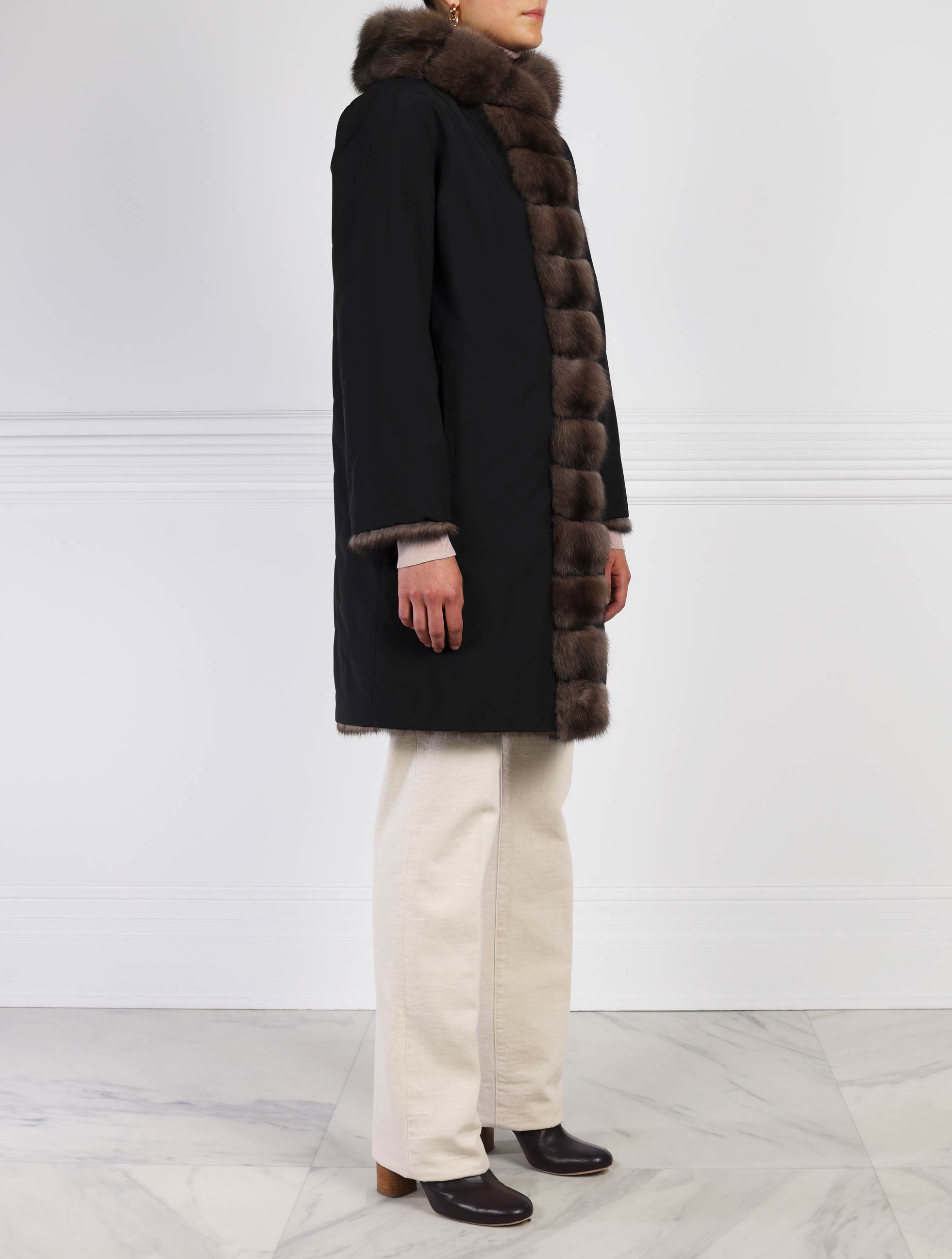 Sable Fur Raincoat in Brown