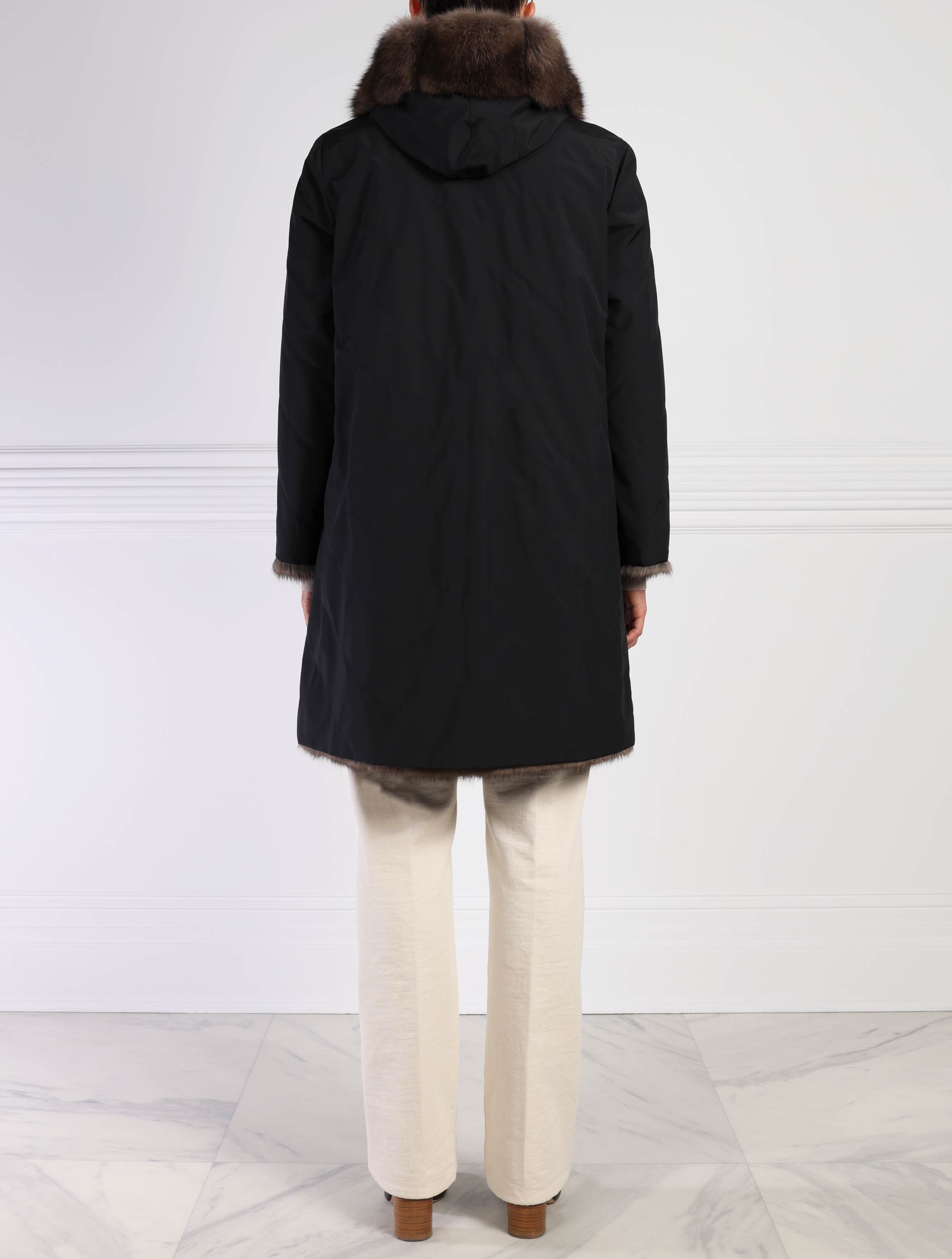 Sable Fur Raincoat in Brown