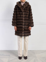 Sable Fur Raincoat in Brown