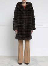 Sable Fur Raincoat in Brown