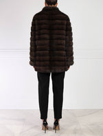 Sable and Suede Fur Coat in Brown