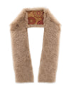 Printed Toscana Shearling Scarf, designed by Zandra Rhodes Camel color
