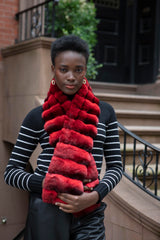 Cross Cut Chinchilla Scarf in Red