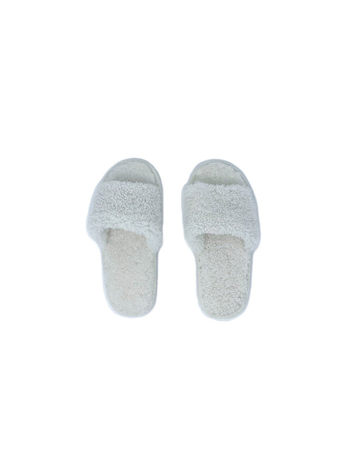 Curly Shearling Slippers in White