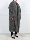 Hooded Knitted Shearling Duster Coat